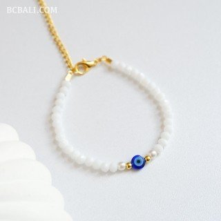 Handcrafted Evil Eye Crystal Beads Bracelet Handmade in Bali